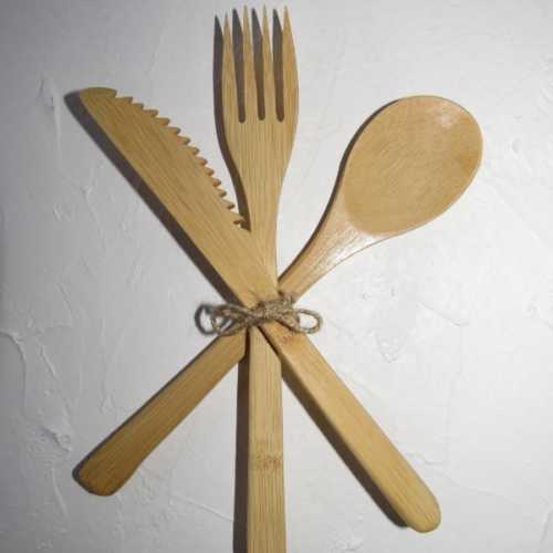 Bamboo Cutlery Set Tied with Twine
