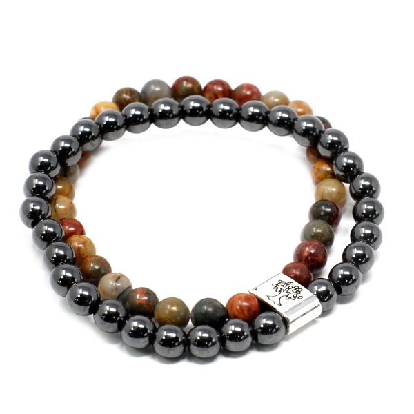 Brown Jasper stone, leather, thistle button, bracelet. – Andria Bieber  Designs