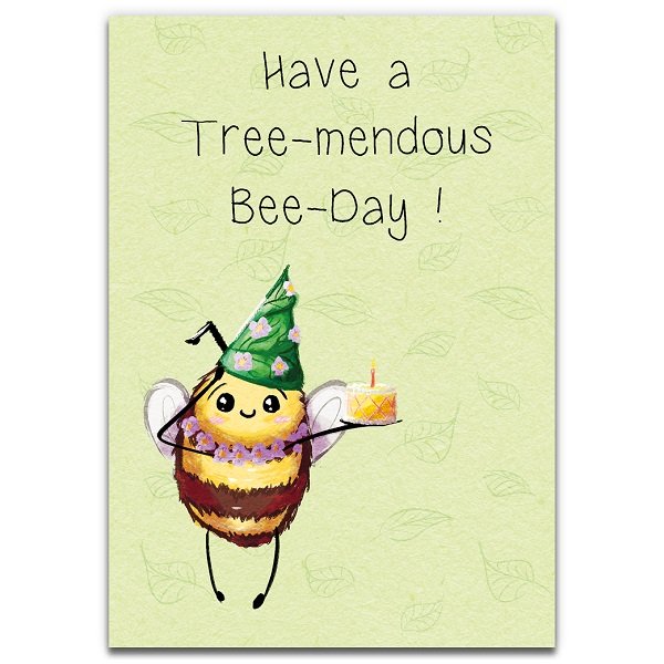 Bee Day Flowers - Eco-Friendly Birthday Card