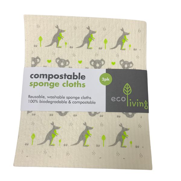 Compostable Cream Sponge Cleaning Cloths Wildlife Rescue x 2