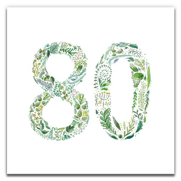 Green 80 - Eco-Friendly Birthday Card