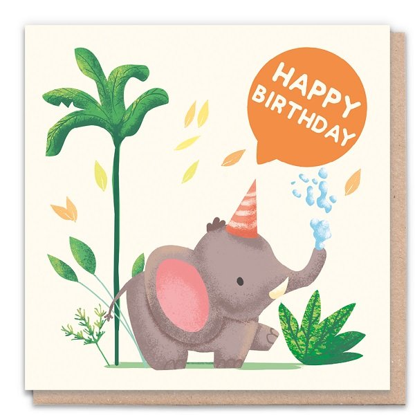 Happy Birthday Elephant - Eco-Friendly Birthday Card