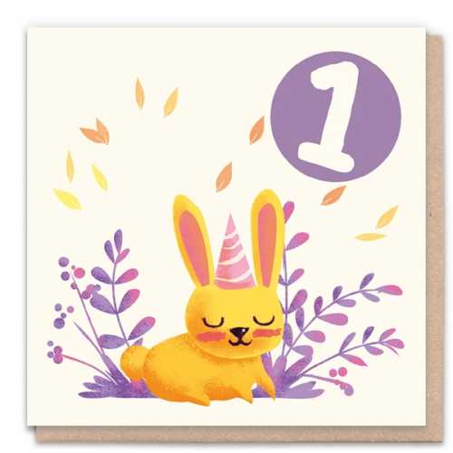 1 Year Rabbit - Eco-Friendly Birthday Card