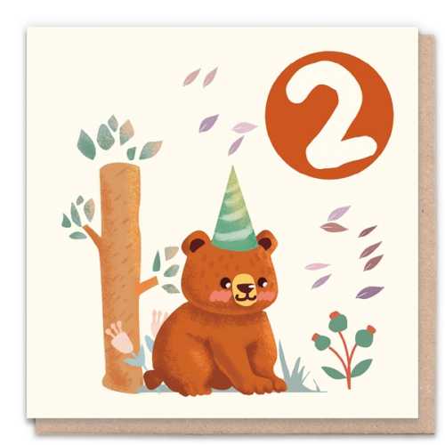 2 Year Bear - Eco-Friendly Birthday Card