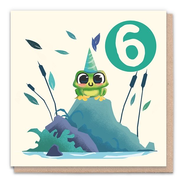 6 Year Frog - Eco-Friendly Birthday Card