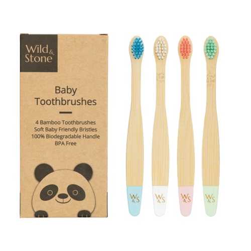 Baby Bamboo Toothbrush 4 Pack Extra Soft Bristles