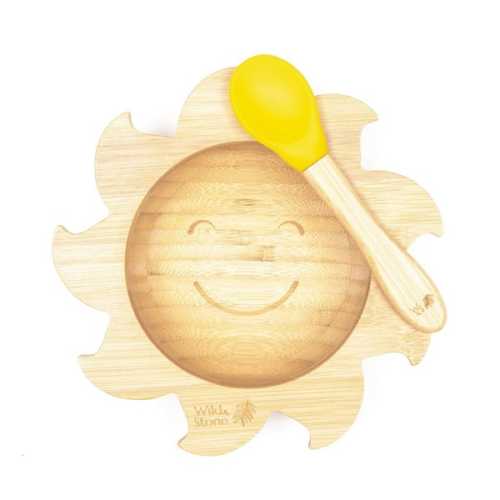 Bamboo Weaning Set Bowl and Spoon Yellow