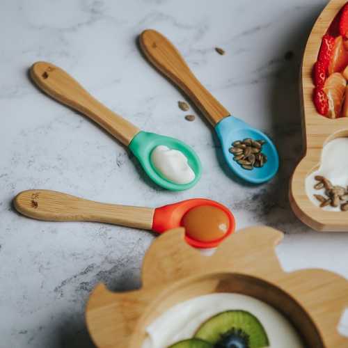 Baby Bamboo Weaning Spoons Blue, Green, Orange