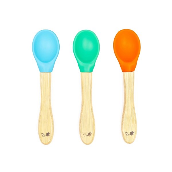 Baby Bamboo Weaning Spoons - Set of 3 - Blue, Green & Orange