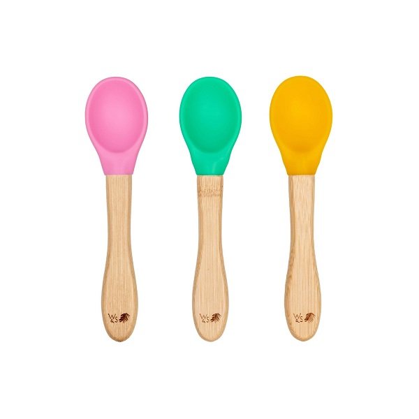 Baby Bamboo Weaning Spoons Pink, Green & Yellow