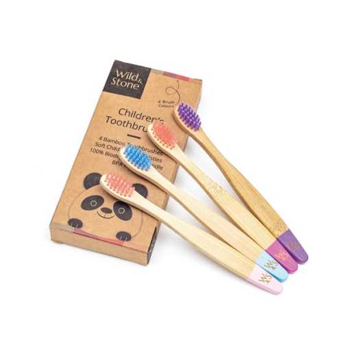 Children’s Bamboo Toothbrush Candy Colour x 4