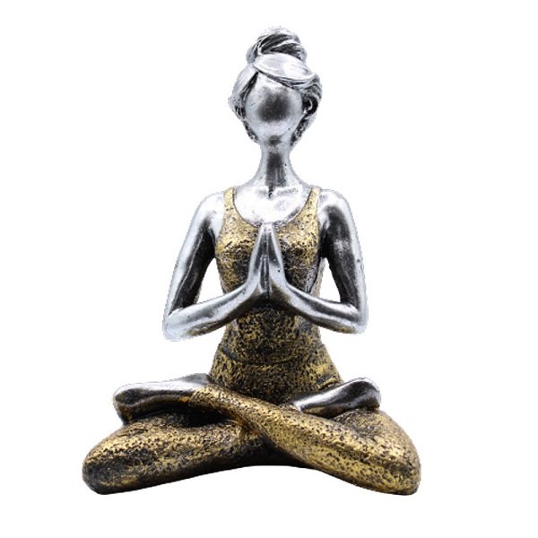 Yoga Lady Figure in Silver & Gold