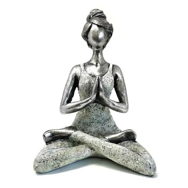 Yoga Lady Figure in Silver and White