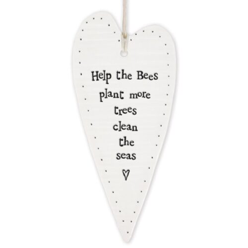 East of India Porcelain Long Heart Help More Bees