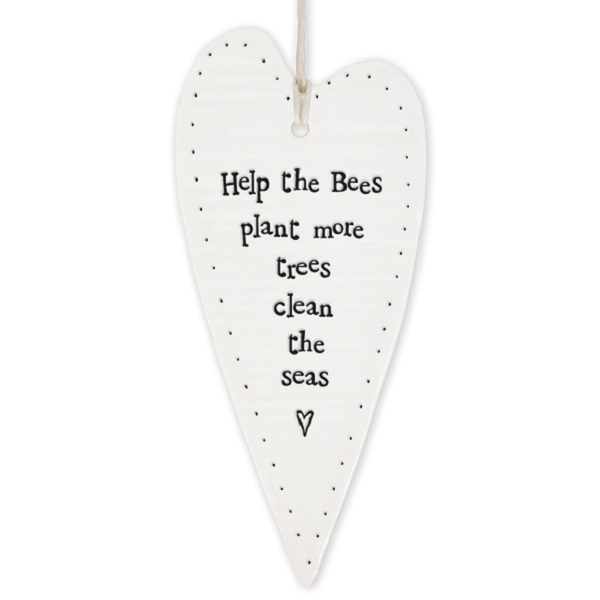 East of India Porcelain Long Heart Help More Bees