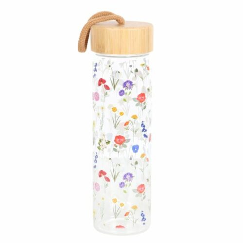 Wildflower Glass + Bamboo Water Bottle