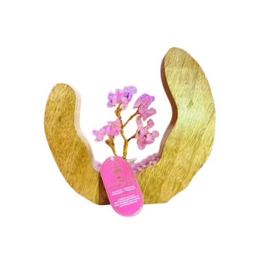 Gemstone Tree Garden Mango Wood Open Ring – Rose Quartz