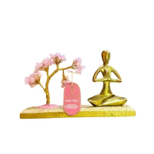 Gemstone Yoga Garden Namaste Pose – Rose Quartz Tilted Tree